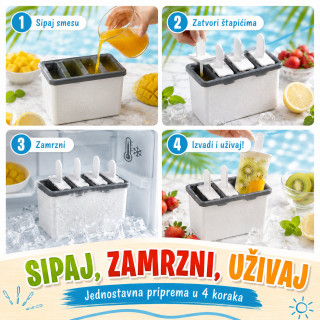 Kalup za domaći sladoled na štapiću – 4 komada odjednom