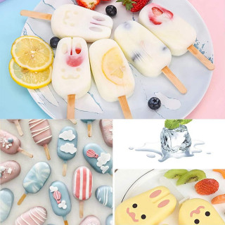 Funny ice cream - silikonska modla za sladolede u oblicima + 50 štapića + poklopac