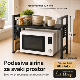 Stalak za mikrotalasnu – sklopiva kuhinjska polica za uštedu prostora