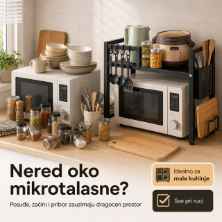 Stalak za mikrotalasnu – sklopiva kuhinjska polica za uštedu prostora