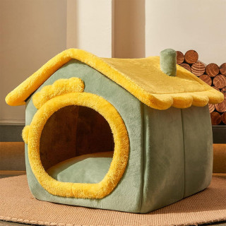 YELLOW Pet House - Udobna zeleno-žuta kućica za pse i mačke 