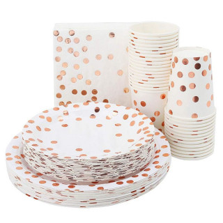 Rose gold rođendanski set - čaše, salvete i tanjirići
