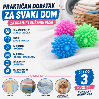 Set od 3 kuglice za pranje i sušenje – protiv dlaka i zapetljavanja