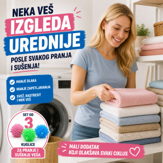Set od 3 kuglice za pranje i sušenje – protiv dlaka i zapetljavanja