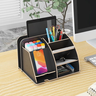 Black Desk Organizer - Stoni organizer za odlaganje telefona i kancelarijskog pribora