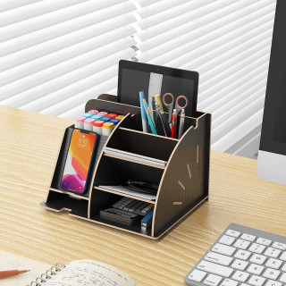 Black Desk Organizer - Stoni organizer za odlaganje telefona i kancelarijskog pribora