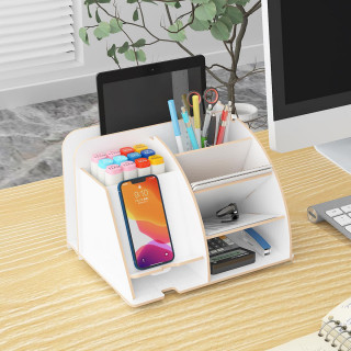 White Desk Organizer - Stoni organizer za odlaganje telefona i kancelarijskog pribora