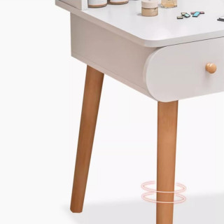 Toaletni stočić za šminkanje sa LED ogledalom na dodir - WHITE WOOD MAKE-UP