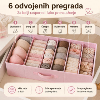 Organizer za fioku 6 pregrada – za donji veš, brushaltere i čarape