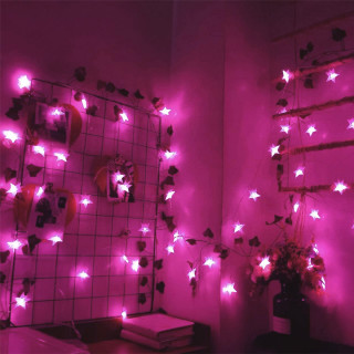 Pink star lights – LED dekorativne lampice zvezdice na baterije 3m