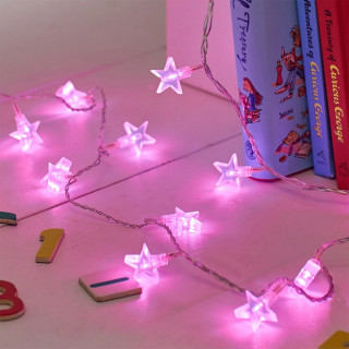 Pink star lights – LED dekorativne lampice zvezdice na baterije 3m