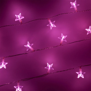 Pink star lights – LED dekorativne lampice zvezdice na baterije 3m