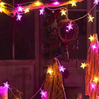 Pink star lights – LED dekorativne lampice zvezdice na baterije 3m