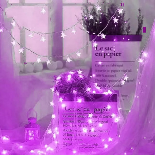 Pink star lights – LED dekorativne lampice zvezdice na baterije 3m