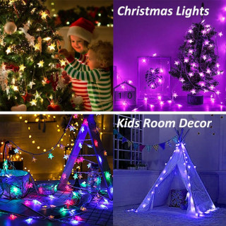 Pink star lights – LED dekorativne lampice zvezdice na baterije 3m