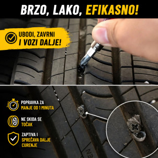 Magični šrafovi za gume - Popravi gumu za 30 sekundi – bez vulkanizera!