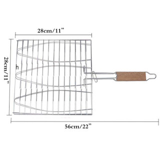 Zatvorena rešetka za pečenje 3 ribe na žaru