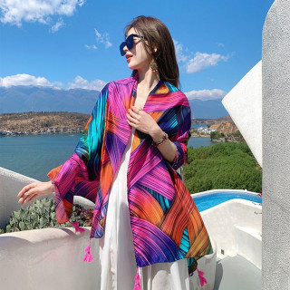 PINK RAINBOW SCARF - Ešarpa za plažu pink boji 
