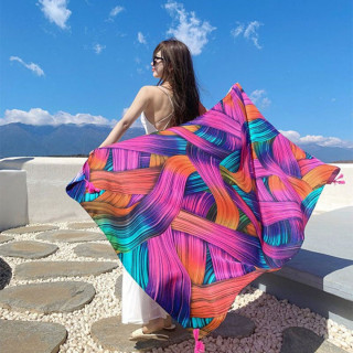 PINK RAINBOW SCARF - Ešarpa za plažu pink boji 
