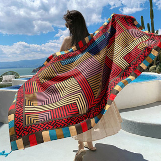 RED LINES SCARF - Ešarpa za plažu u crvenoj boji 