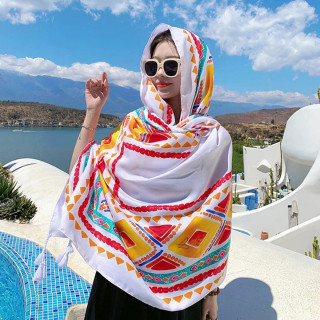WHITE SUMMER SCARF - Ešarpa za plažu u beloj boji