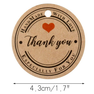 Handmade with love - Kraft set tagova zahvalnica za rukotvorine