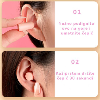 Teglica sa čepićima - Meki čepići za uši protiv buke - 20 komada