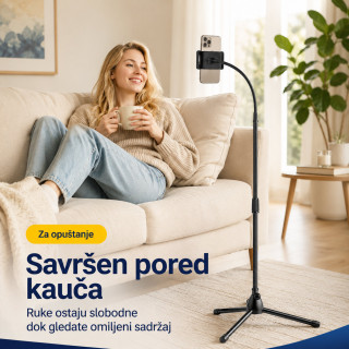 Visoki tripod stalak za telefon 360° – za snimanje, video pozive i gledanje sadržaja