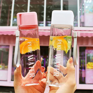 PURE WATER Cup - Transparentna četvrtasta flašica za vodu