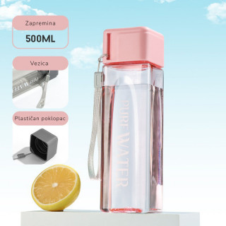 PURE WATER Cup - Transparentna četvrtasta flašica za vodu