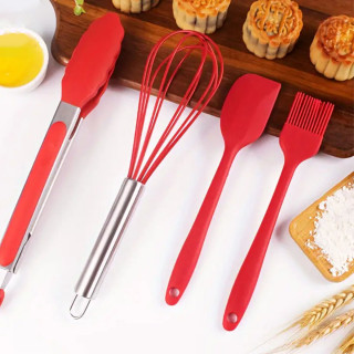 4u1 kulinarski set - žica za mućenje, špatula, hvataljka i silikonska četkica