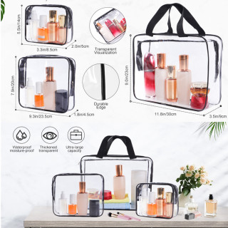 Set od 3 transparentne vodootporne kozmetičke torbice za putovanja