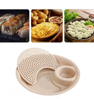 Okrugli plato sa cediljkom i činijom za sos - za zdravije jelo