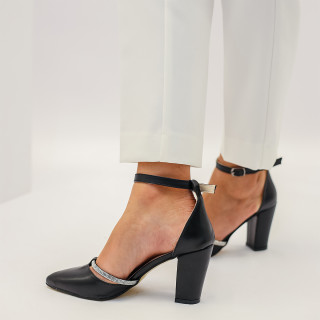Visoke ženske crne sandale sa ukrasom CEMAY-206 BLK