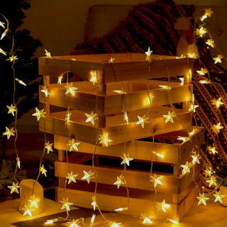 Warm white star light – praznične lampice zvezdice toplo bele 3m