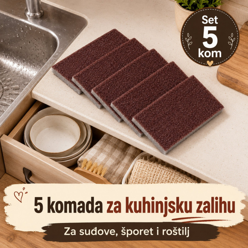 Set 5 grubih sunđera za šerpe, tiganje i tvrdokorne naslage - Scrub Sponge