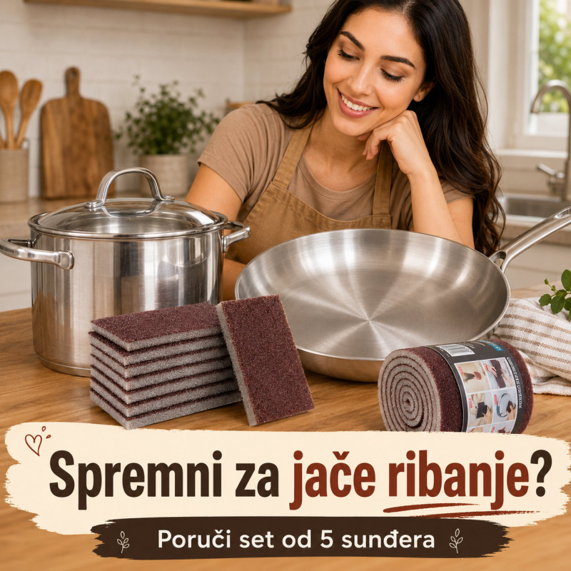 Set 5 grubih sunđera za šerpe, tiganje i tvrdokorne naslage - Scrub Sponge