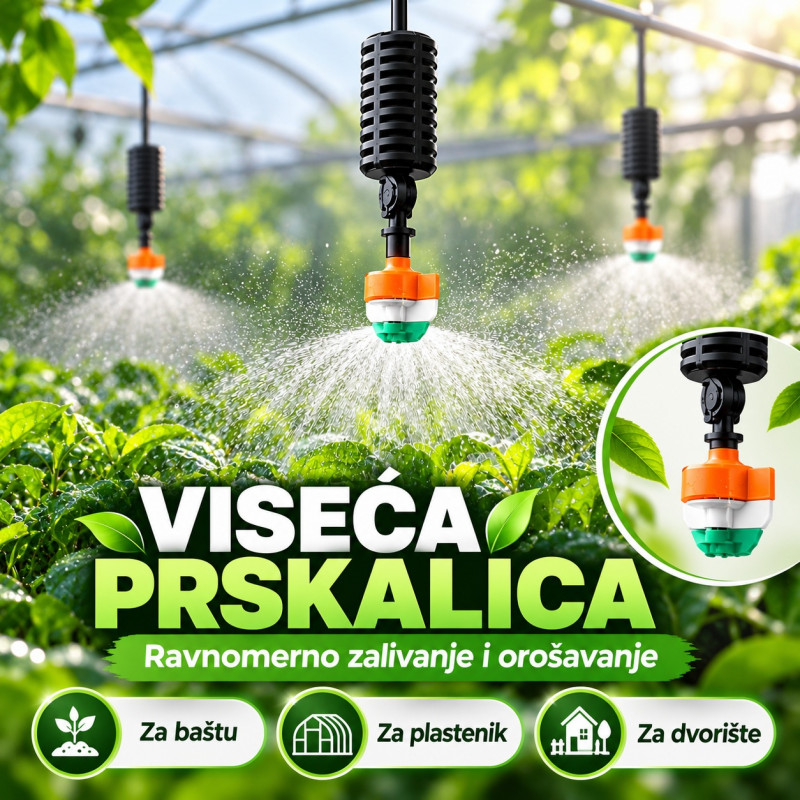 Viseća prskalica za navodnjavanje i orošavanje biljaka – za baštu, plastenik i dvorište