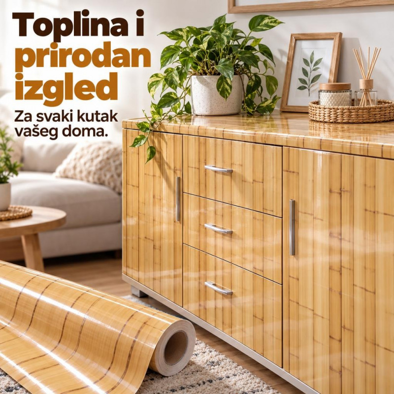 Sjajna vinil tapeta za nameštaj - Bambus dezen 2m rolna