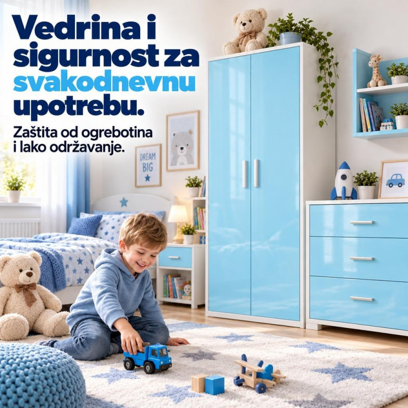 Sjajna vinil tapeta za nameštaj dečije sobe - Nežna plava dezen 2m rolna