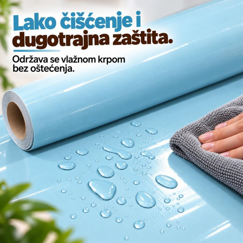 Sjajna vinil tapeta za nameštaj dečije sobe - Nežna plava dezen 2m rolna