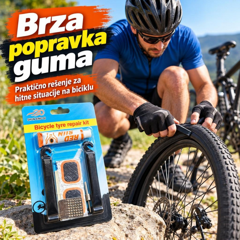 Set za popravku gume na bicikli - Brza popravka gume bilo gde