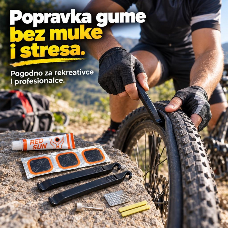 Set za popravku gume na bicikli - Brza popravka gume bilo gde