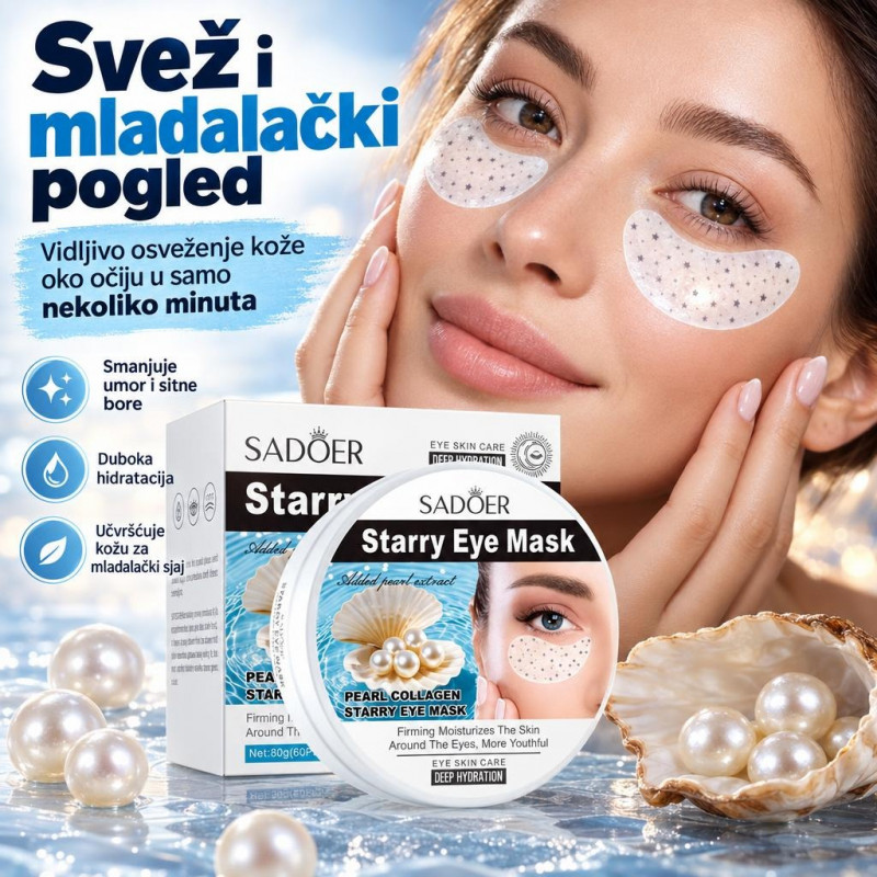 Sadoer Starry Eye Mask - Hidratantna maska za područje oko očiju sa bisernim ekstraktom i kolagenom, 30 pari