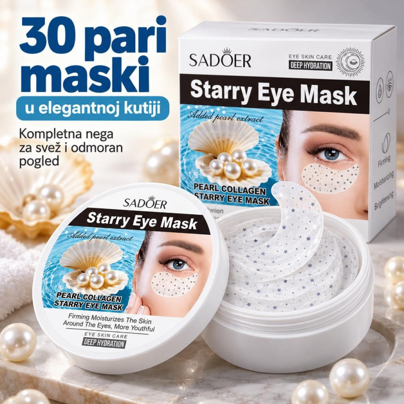 Sadoer Starry Eye Mask - Hidratantna maska za područje oko očiju sa bisernim ekstraktom i kolagenom, 30 pari