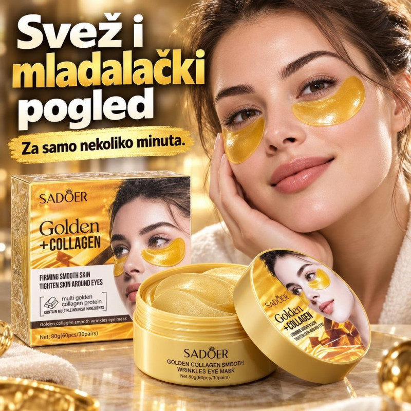 Sadoer Golden + Collagen Maska Za Kožu Oko Očiju 30 pari