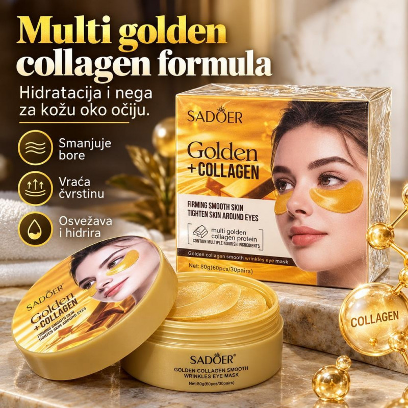 Sadoer Golden + Collagen Maska Za Kožu Oko Očiju 30 pari