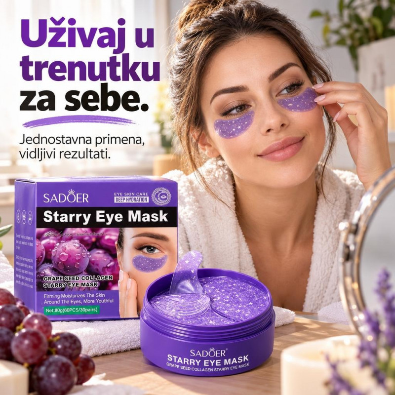 Sadoer Starry Eye Mask – Hidratantne Maska za Oči sa Grape Seed i Kolagenom, 30 Parova