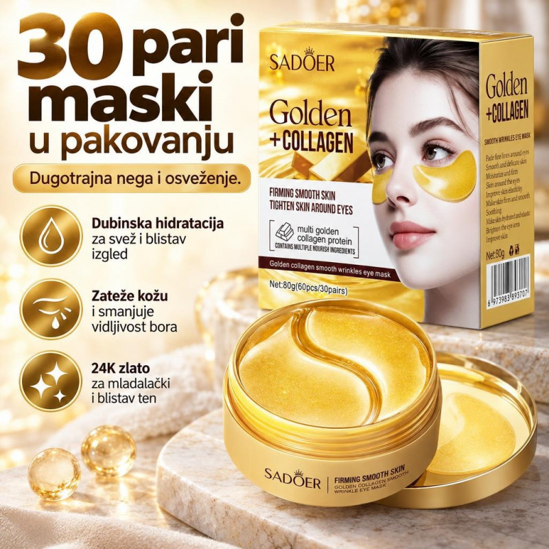 Sadoer 24K Gold Collagen Starry Eye Mask, 30 pari