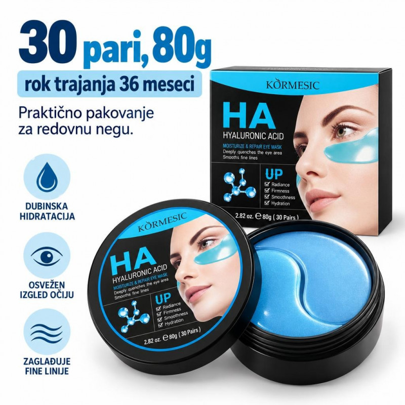 Kormesic HA jastučići za područje oko očiju sa hijaluronskom kiselinom – 30 pari